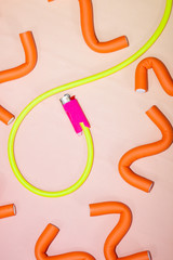 Lighter and hair curlers, artwork 