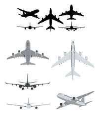 Airplane silhouettes collection - obrazy, fototapety, plakaty