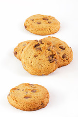 Cookies with chocolate on an isolated background