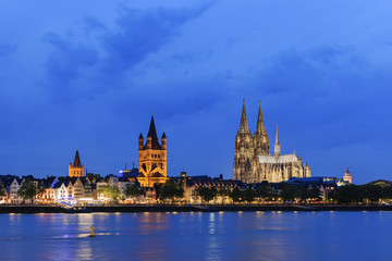 Cityscape of Cologne at night