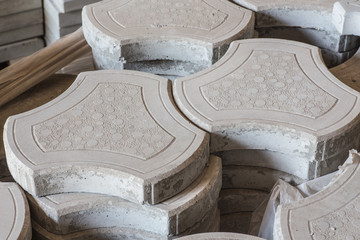 Gray concrete construction block