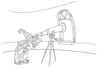 Stargazer looks through a telescope