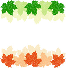 Colorful frame, background of multicolor fallen autumn leaves, maple leaves background, labels, flyers and poster.