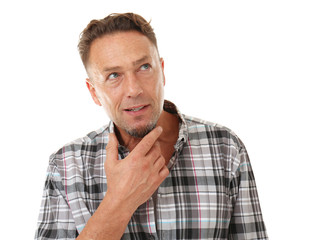 Obraz premium Handsome man on white background, closeup