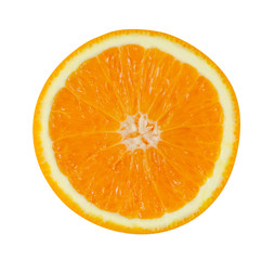 Slice of orange fruit on white background, isolated.