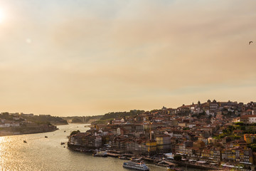 Fototapeta na wymiar Views from above in Oporto, Portugal of the river Douro