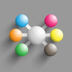 3d circuit connection of colored balls