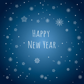 Happy New Year. Snowflakes background. Greeting card.