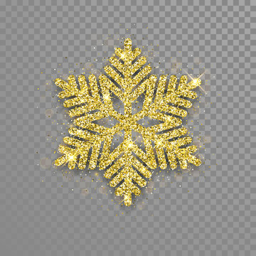 Snowflake decoration with gold glitter texture