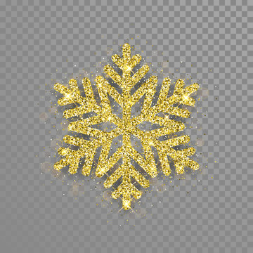 Golden Christmas snowflake with gold glitter