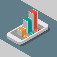 Mobile concept infographics with template data columns