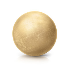 brass ball 3D illustration on white background