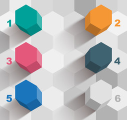 Infographics 3d hexagons template columns for step by step data