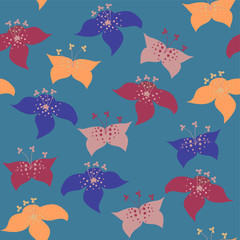 Colorful Lily Pattern Seamless Background