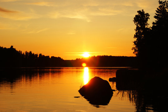 sunset on the lake