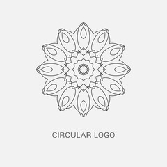Logo design template, creative intricate  monogram, abstract round emblem, mono line decorative icon, vector mandala illustration