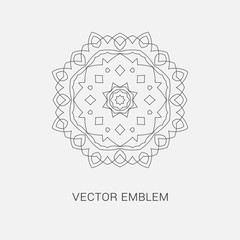 Logo design template, creative intricate  monogram, abstract round emblem, mono line decorative icon, vector mandala illustration