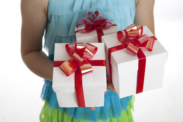 gift boxes in the children's hands