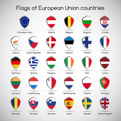Set the flags of European Union countries, symbol shield for your infographic, vector illustration