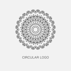 Logo design template, creative intricate  monogram, abstract round emblem, mono line decorative icon, vector mandala illustration