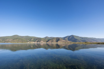 Fototapeta na wymiar View of Lugu Lake, Yunnan, China