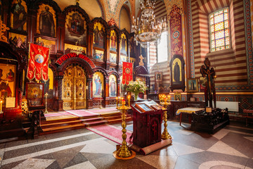 Obraz premium Vilnius Lithuania. Iconostasis Of Christian Orthodox Church