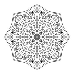 Vector mandala. Flower ornament. Hand drawn element. For coloring, print, poster, background, brochure, invite card.