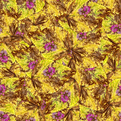 seamless background pattern texture of  huge leaves of poplar wi