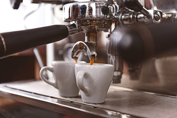 coffee brewing in a professional machine