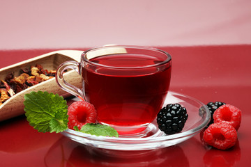 Blueberry and raspberry tea, warming and delicious