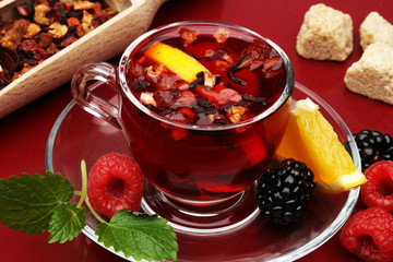 Blueberry and raspberry tea, warming and delicious