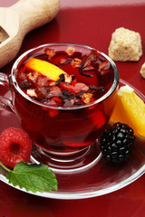 Blueberry and raspberry tea, warming and delicious