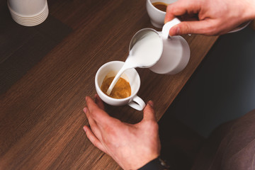 coffee mixing with soy milk