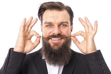  happy elegant man with beard and mustache