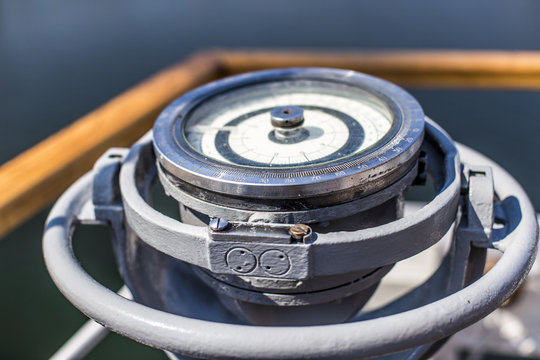 Closeup of a magnetic compass