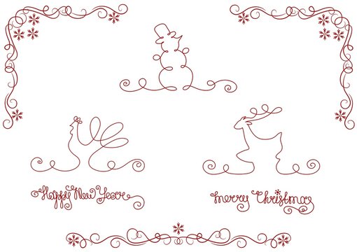 set of silhouette christmas and new year symbols