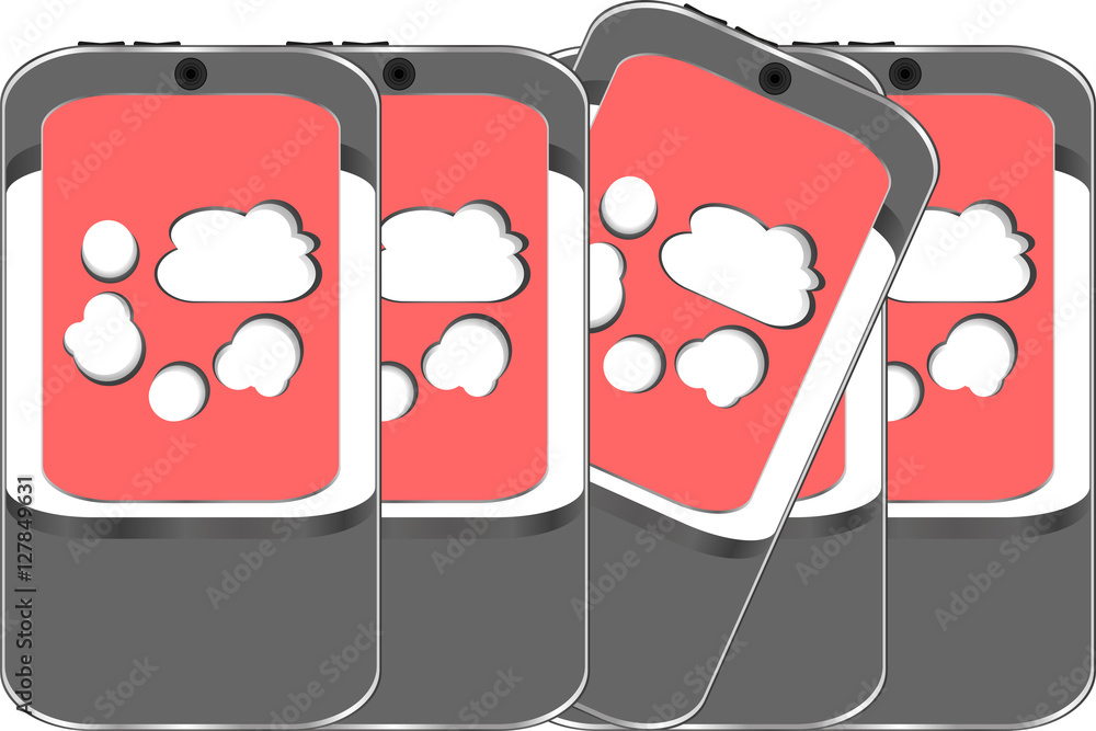 Poster smart phone set with cloud computing symbol on a screen