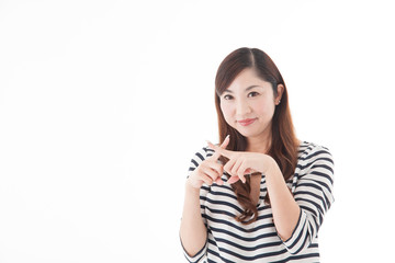 カジュアルポートレート・ミドル女性(白バック)