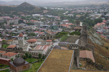Medieval Rabati Castle in Akhaltsikhe in cloudy rain weather, south Georgia. Europe