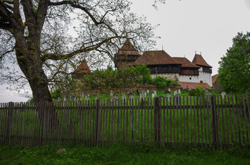 View of Viscri fortified church (castle), Transylvania, Romania