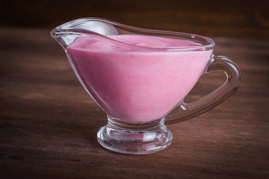 Pink Sauce On A Wooden Background