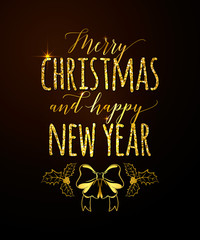 Vector illustration of Merry Christmas and Happy New Year
