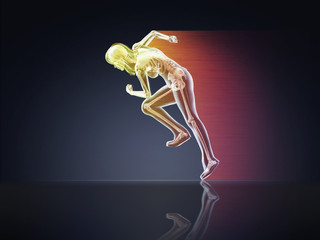 Obraz premium X-ray Woman Running with Speed Lines