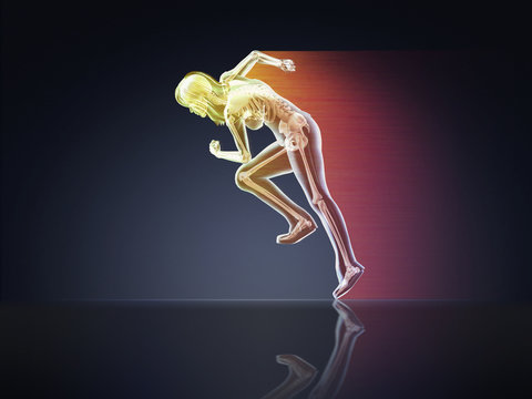 X-ray Woman Running with Speed Lines