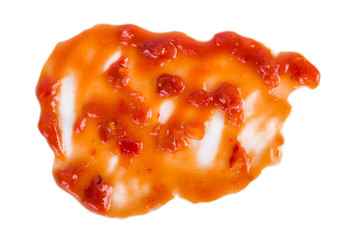 Tomato sauce on white background