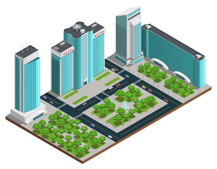 Modern City Isometric Composition