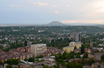Fototapeta na wymiar View from the mountain to the village Mashuk