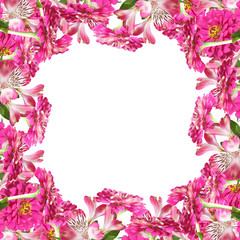 Beautiful floral background of pink alstroemeria and tsiny 