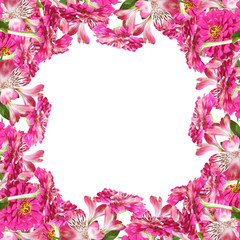 Beautiful floral background of pink alstroemeria and tsiny 