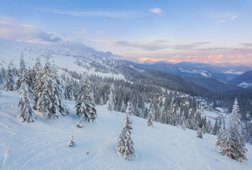 Fantastic evening winter landscape